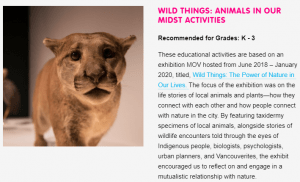 Wild Things: Animals in our Midst Activities